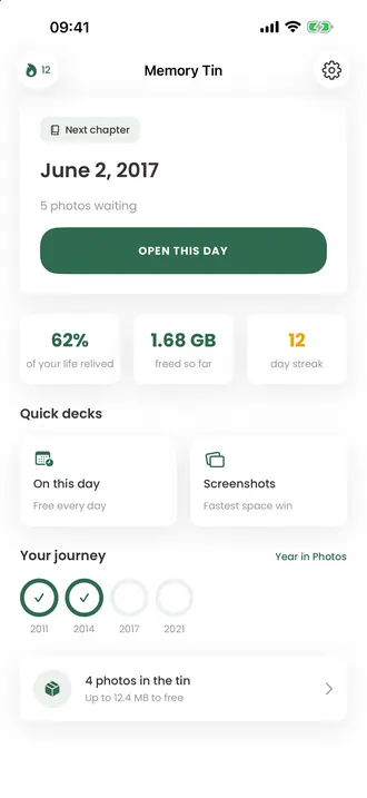 Home and journey screen